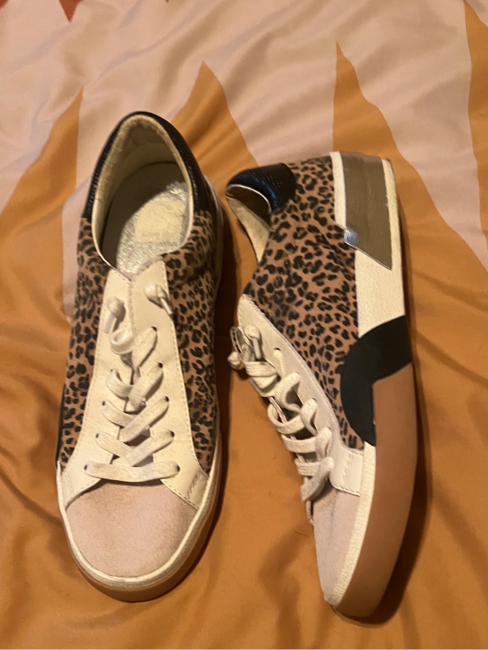 Dolce Vita Beige Leopard Low-Top Sneakers